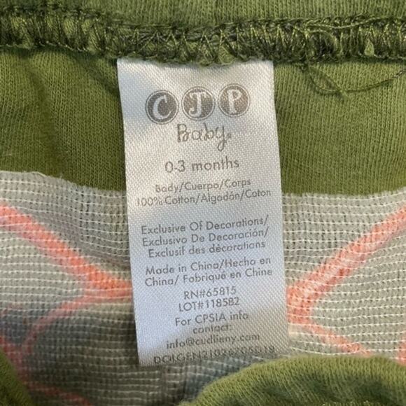 CJP Baby Olive Green Fox Jogger Pants 0-3 Months Cute Appliqué Bottoms - Picture 5 of 6